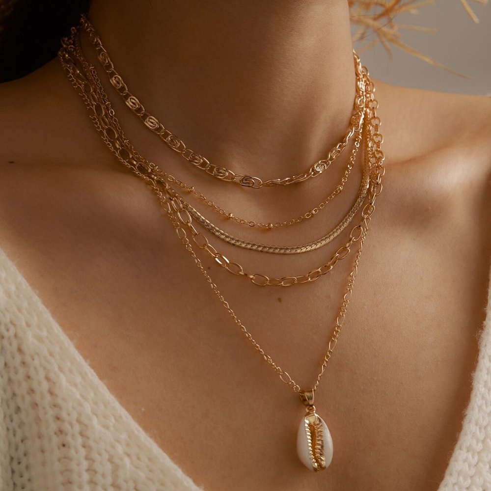 Layered Gold Shell Necklace